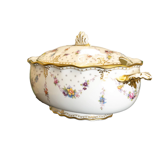 Royal Crown Derby Soup Tureen Antoynette Dish Covered with Lid - Charterwells