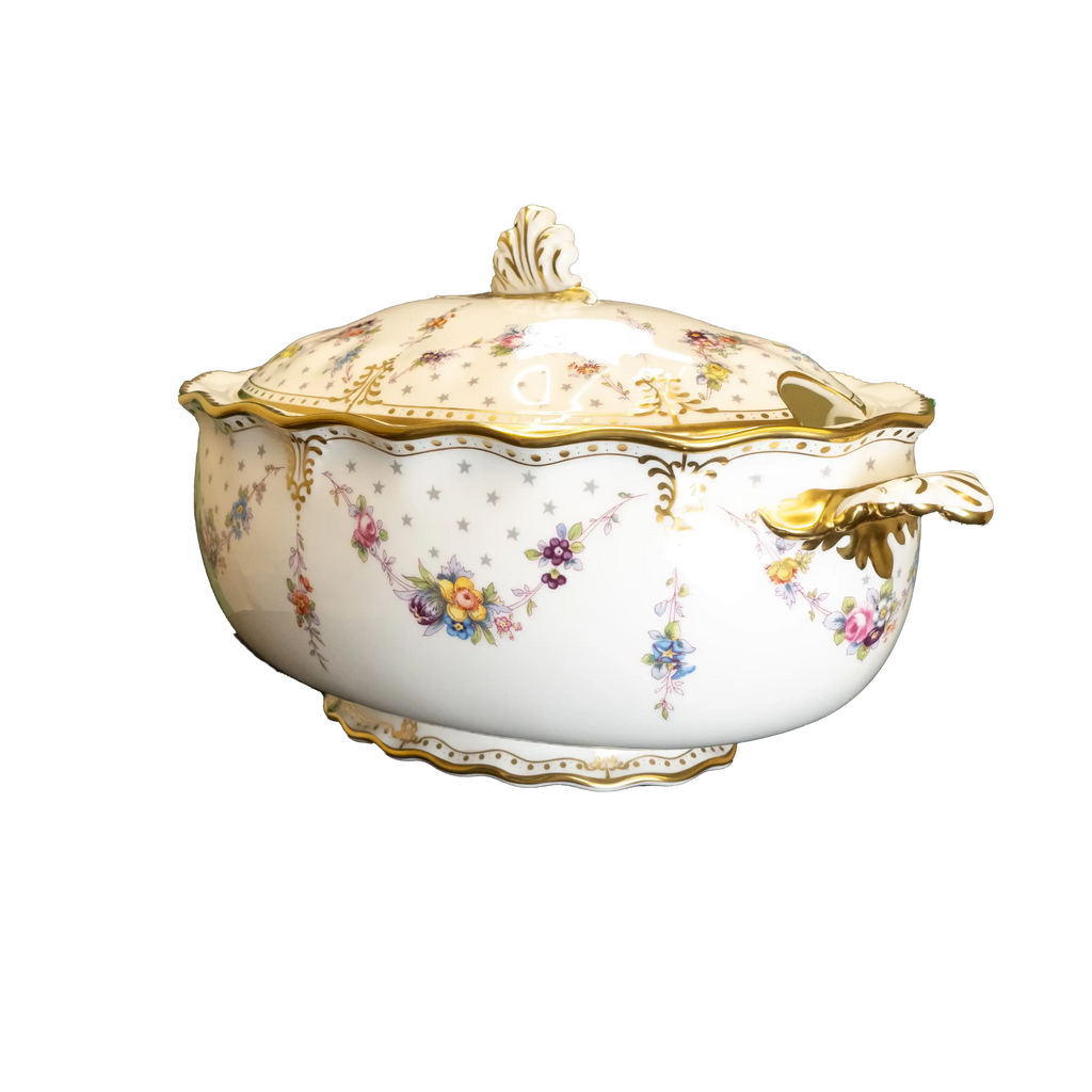 Royal Crown Derby Soup Tureen Antoynette Dish Covered with Lid - Charterwells