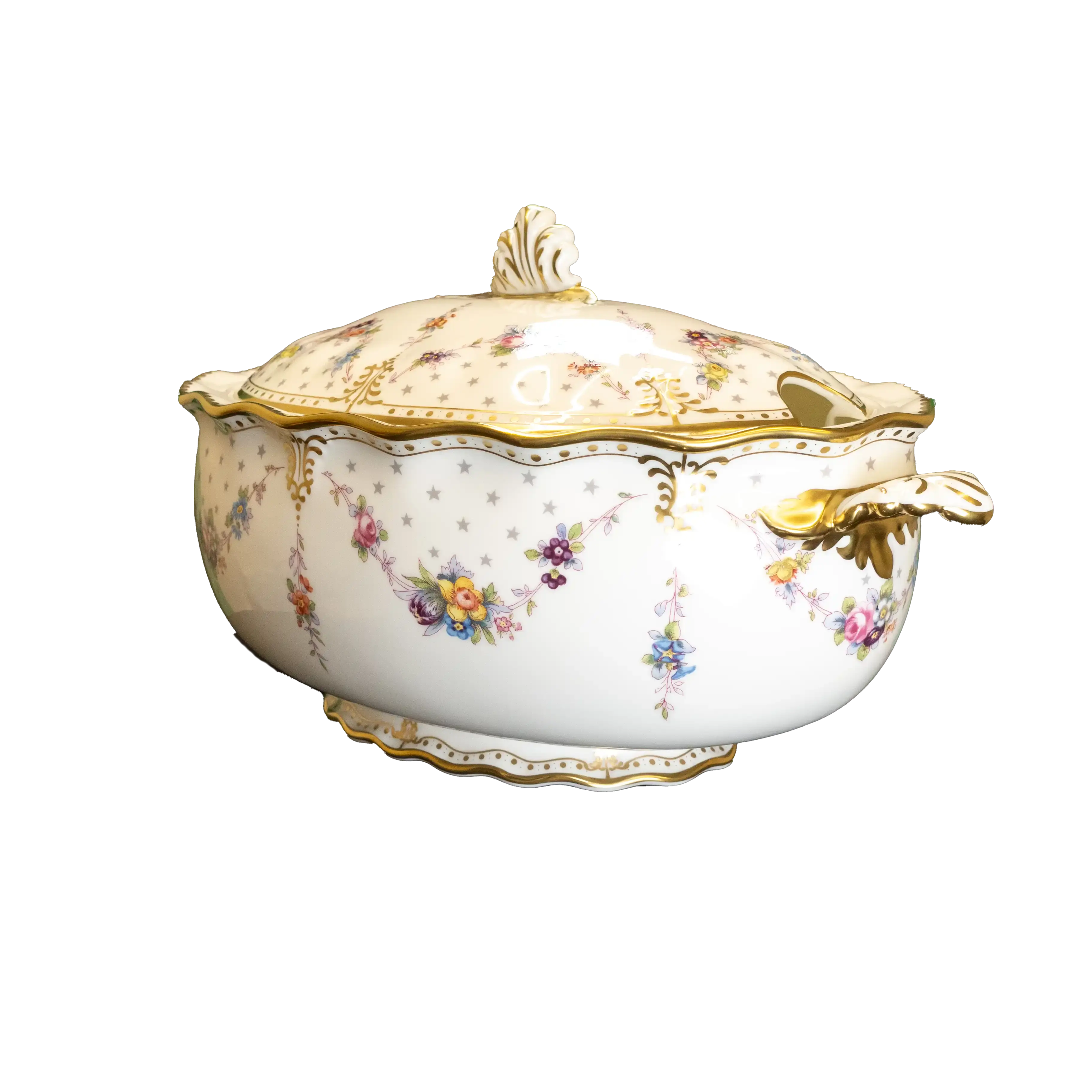 Royal Crown Derby Soup Tureen Antoynette Dish Covered with Lid - Charterwells