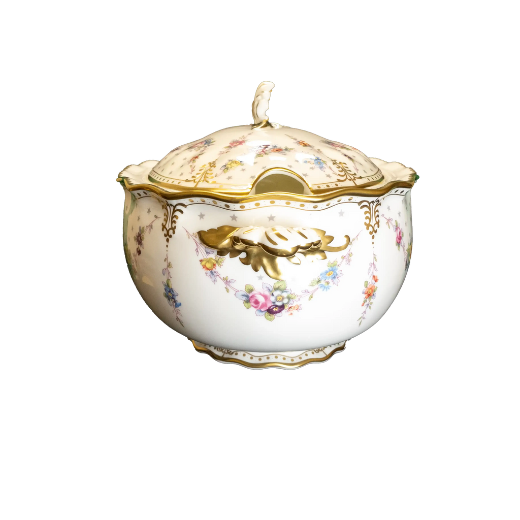 Royal Crown Derby Soup Tureen Antoynette Dish Covered with Lid - Charterwells