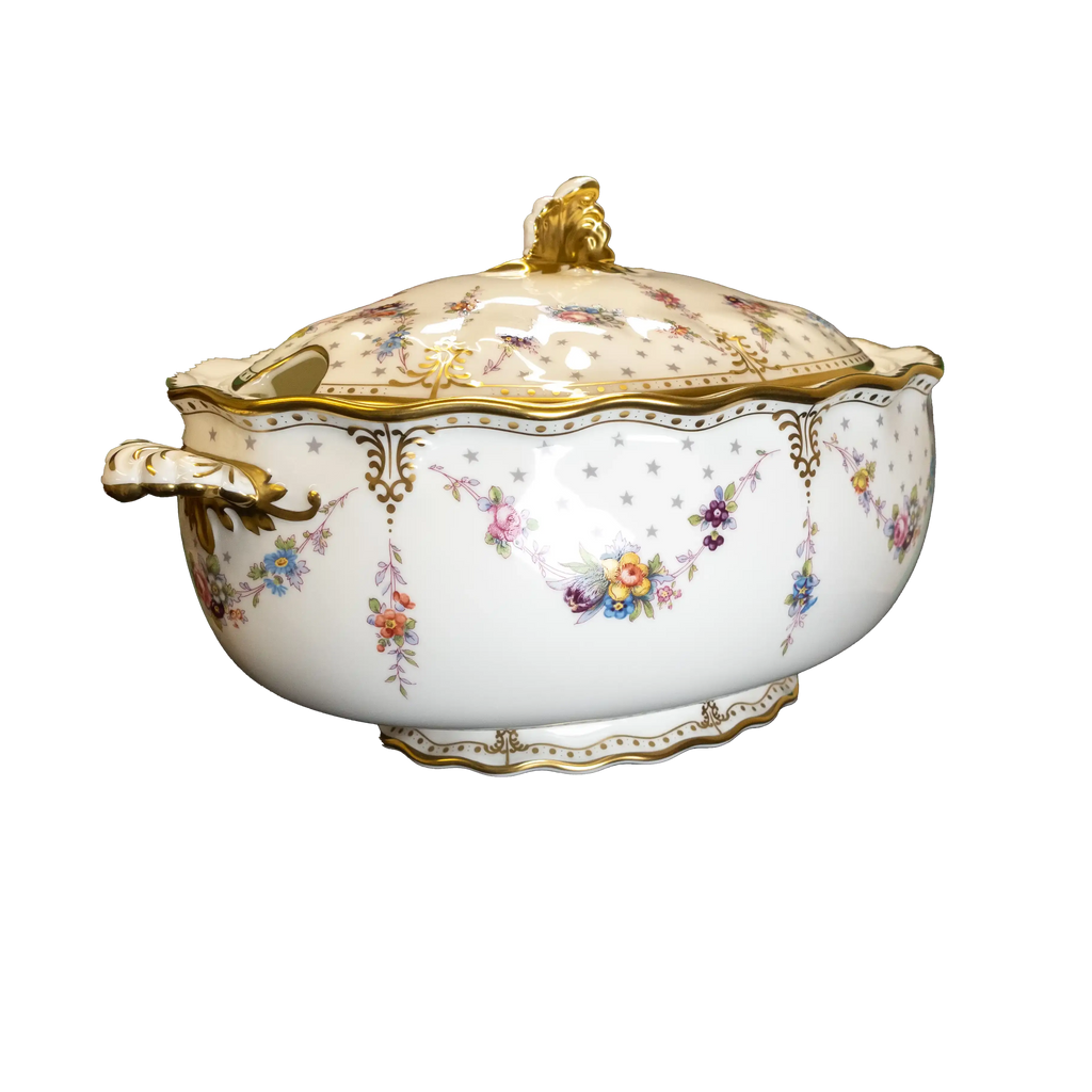 Royal Crown Derby Soup Tureen Antoynette Dish Covered with Lid - Charterwells