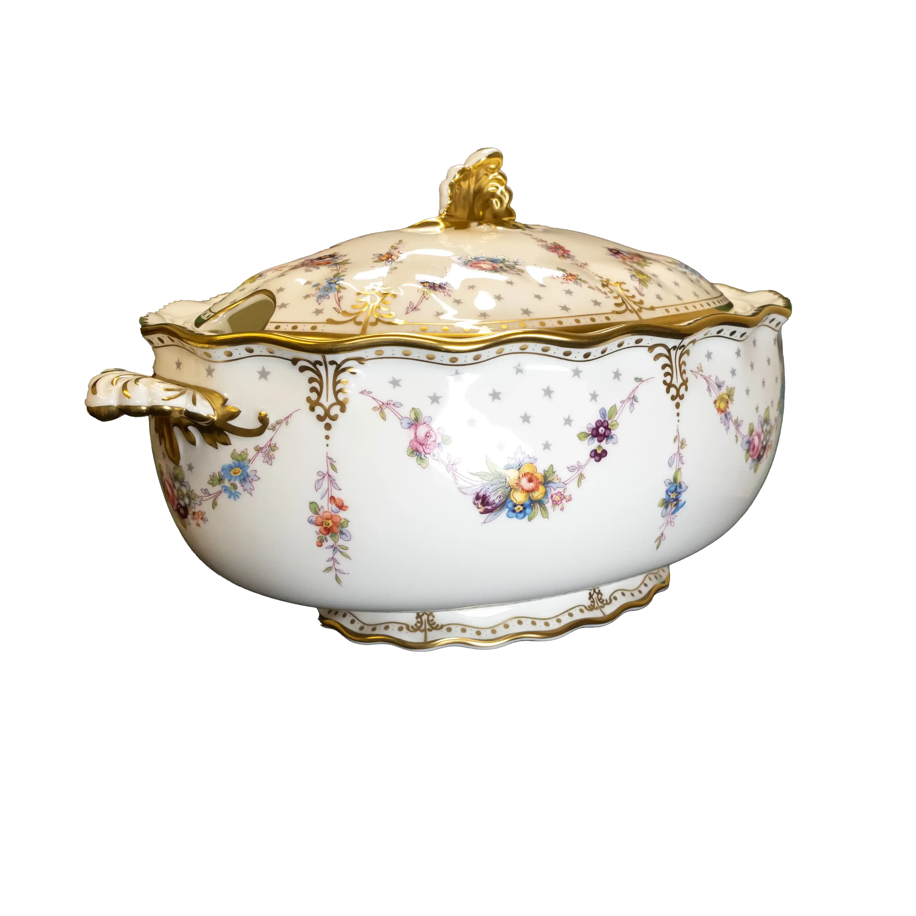 Royal Crown Derby Soup Tureen Antoynette Dish Covered with Lid - Charterwells