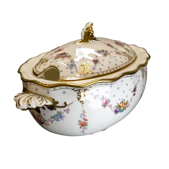 Royal Crown Derby Soup Tureen Antoynette Dish Covered with Lid - Charterwells