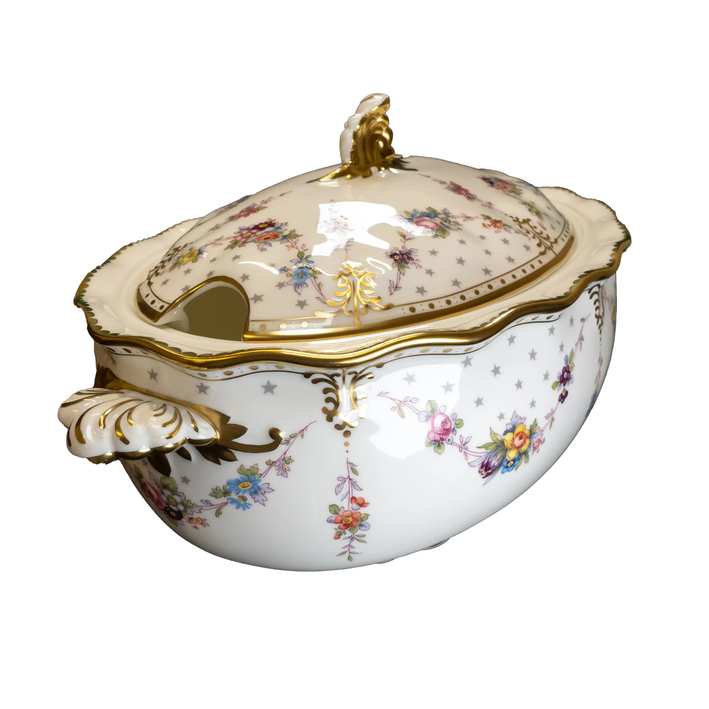 Royal Crown Derby Soup Tureen Antoynette Dish Covered with Lid - Charterwells