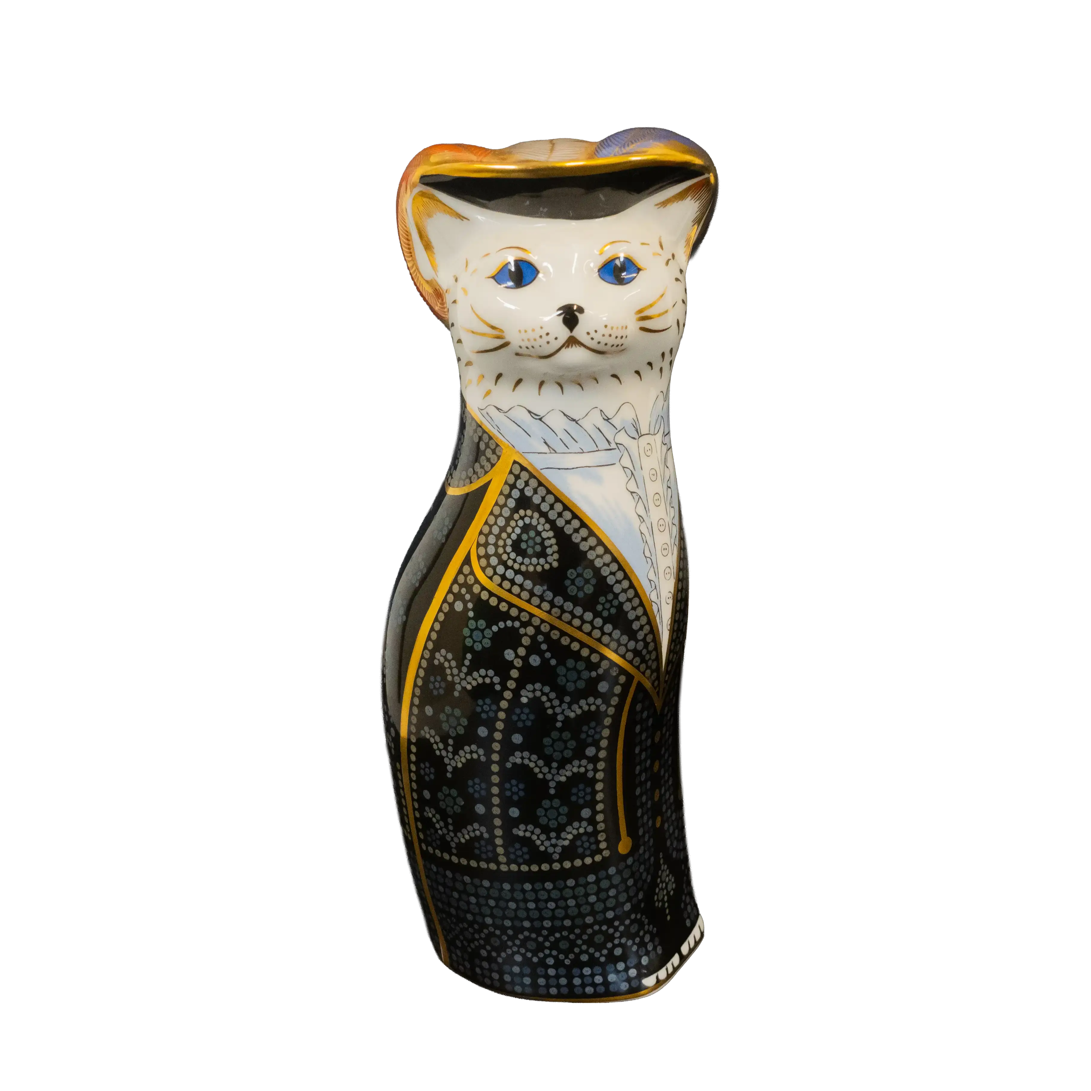 Royal Crown Derby 1st Quality Royal Cats : Pearly King & Queen Mile End Cat Paperweights Charterwells