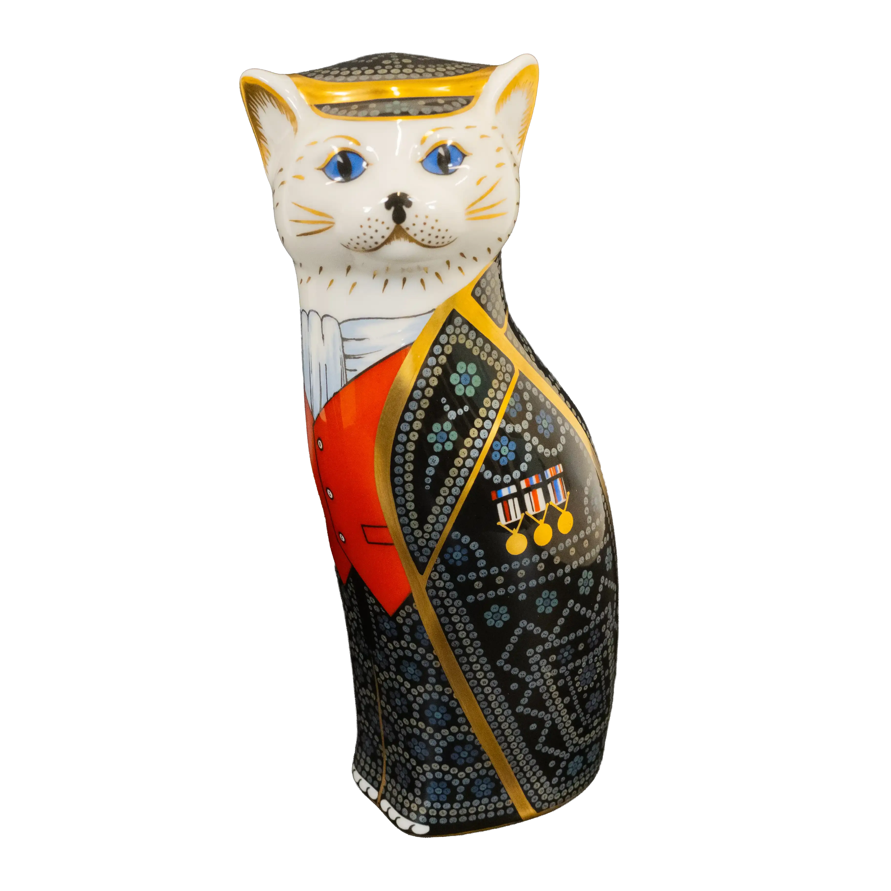 Royal Crown Derby 1st Quality Royal Cats : Pearly King & Queen Mile End Cat Paperweights Charterwells