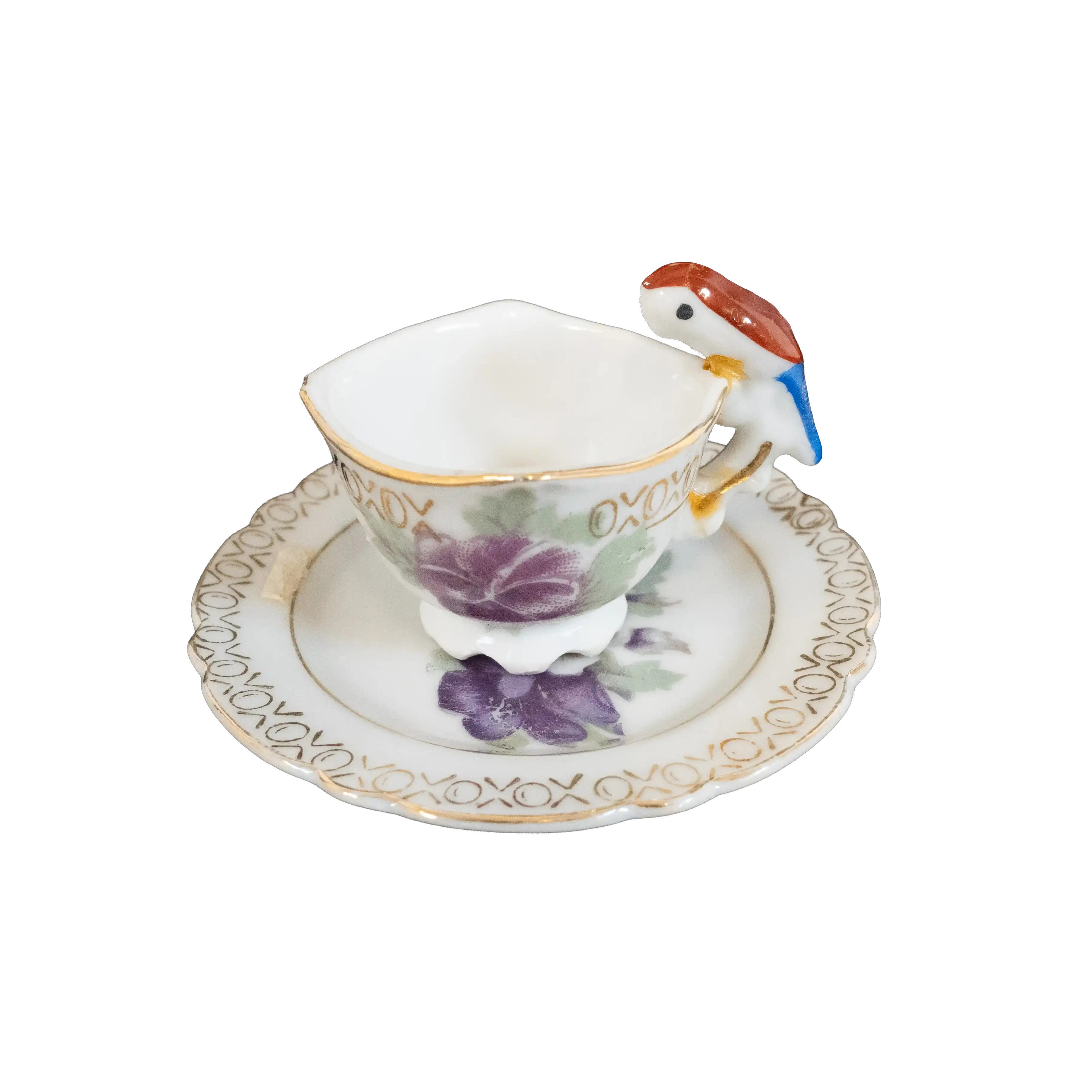 Foreign Supor Parrot Miniature Tea Cup and Saucer Charterwells-Ex-Display