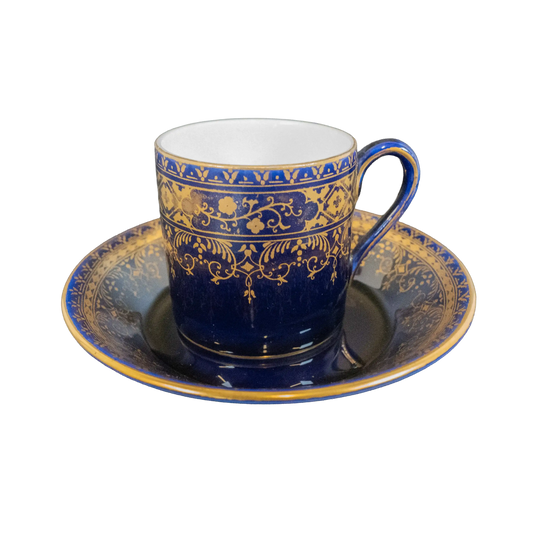 Indigo Gold Plated Espresso Cup and Saucer - Charterwells