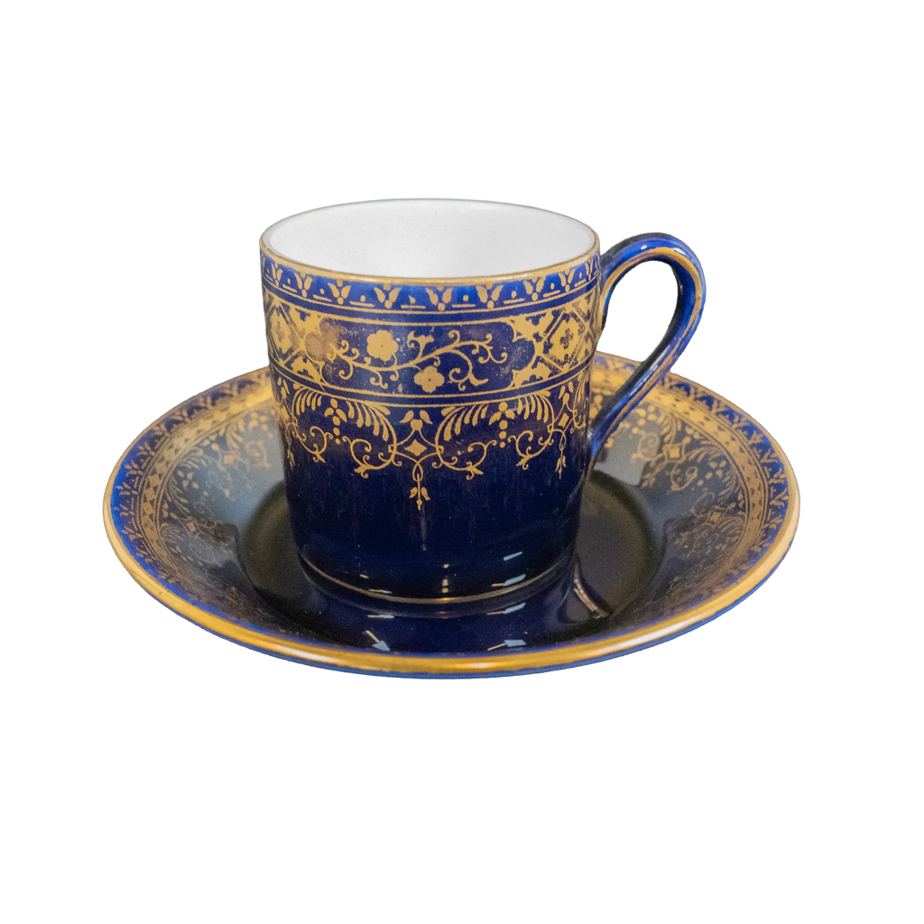 Indigo Gold Plated Espresso Cup and Saucer - Charterwells
