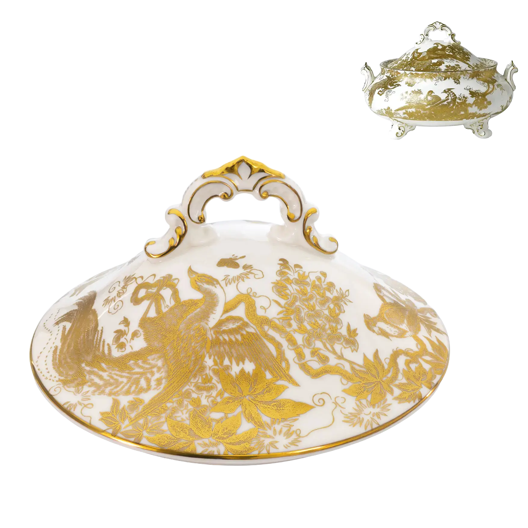 Royal Crown Derby Gold Aves Covered Vegetable Dish Cover Replacement