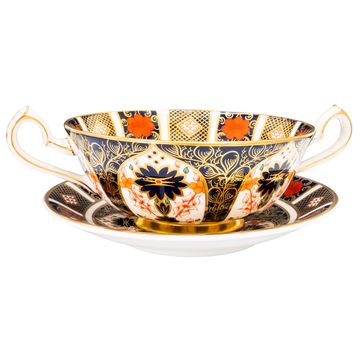 Royal Crown Derby Old Imari 1128 Cream Soup Cup & Saucer