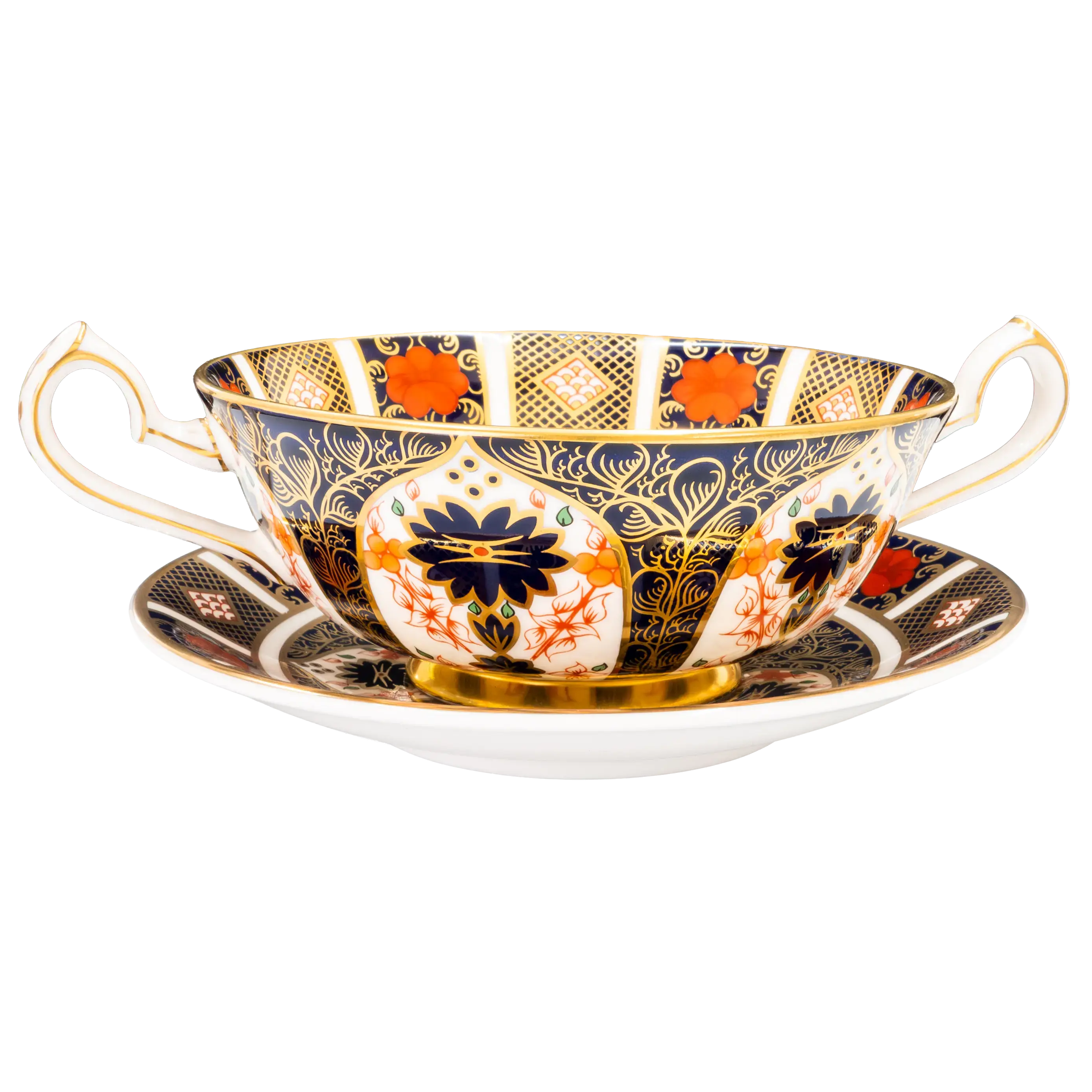 Royal Crown Derby Old Imari 1128 Cream Soup Cup & Saucer