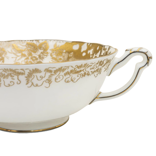 Royal Crown Derby Gold Aves Cream Soup Cup & Saucer