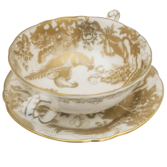 Royal Crown Derby Gold Aves Cream Soup Cup & Saucer