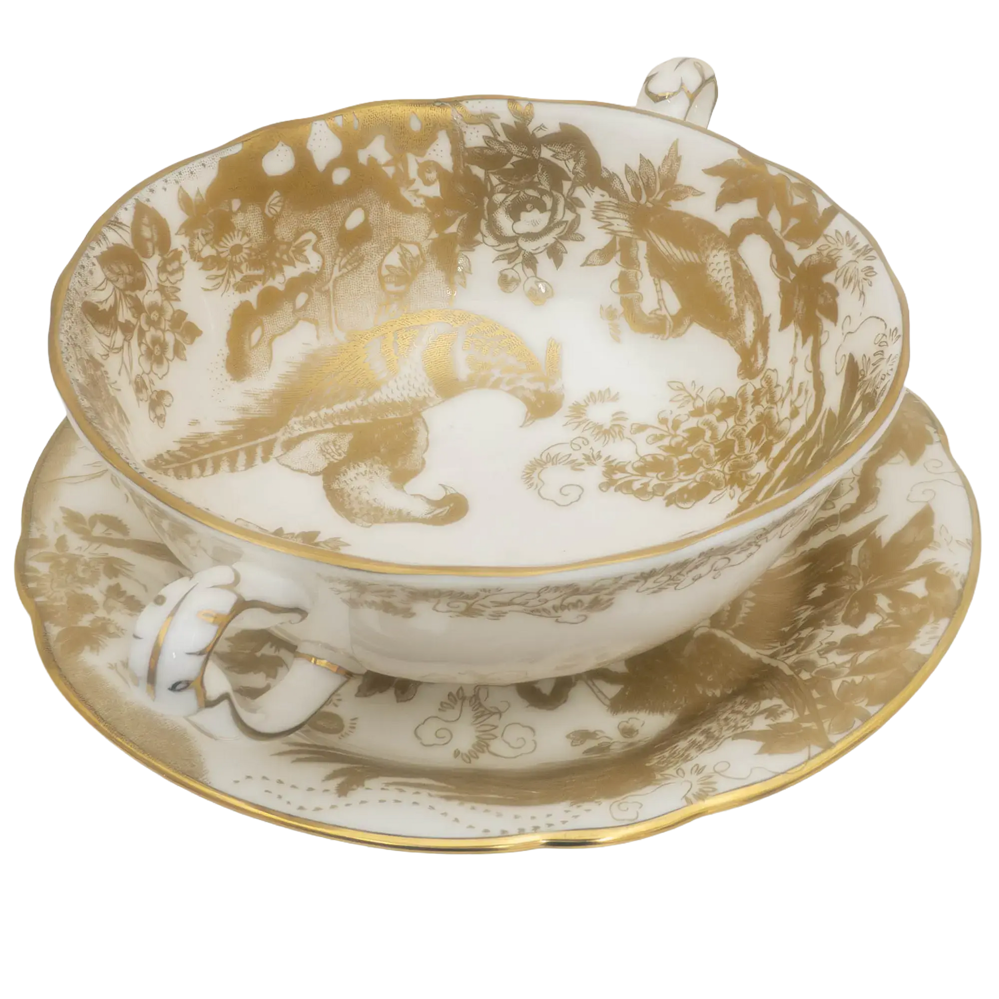 Royal Crown Derby Gold Aves Cream Soup Cup & Saucer