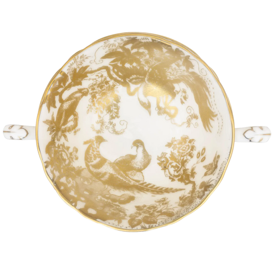 Royal Crown Derby Gold Aves Cream Soup Cup & Saucer