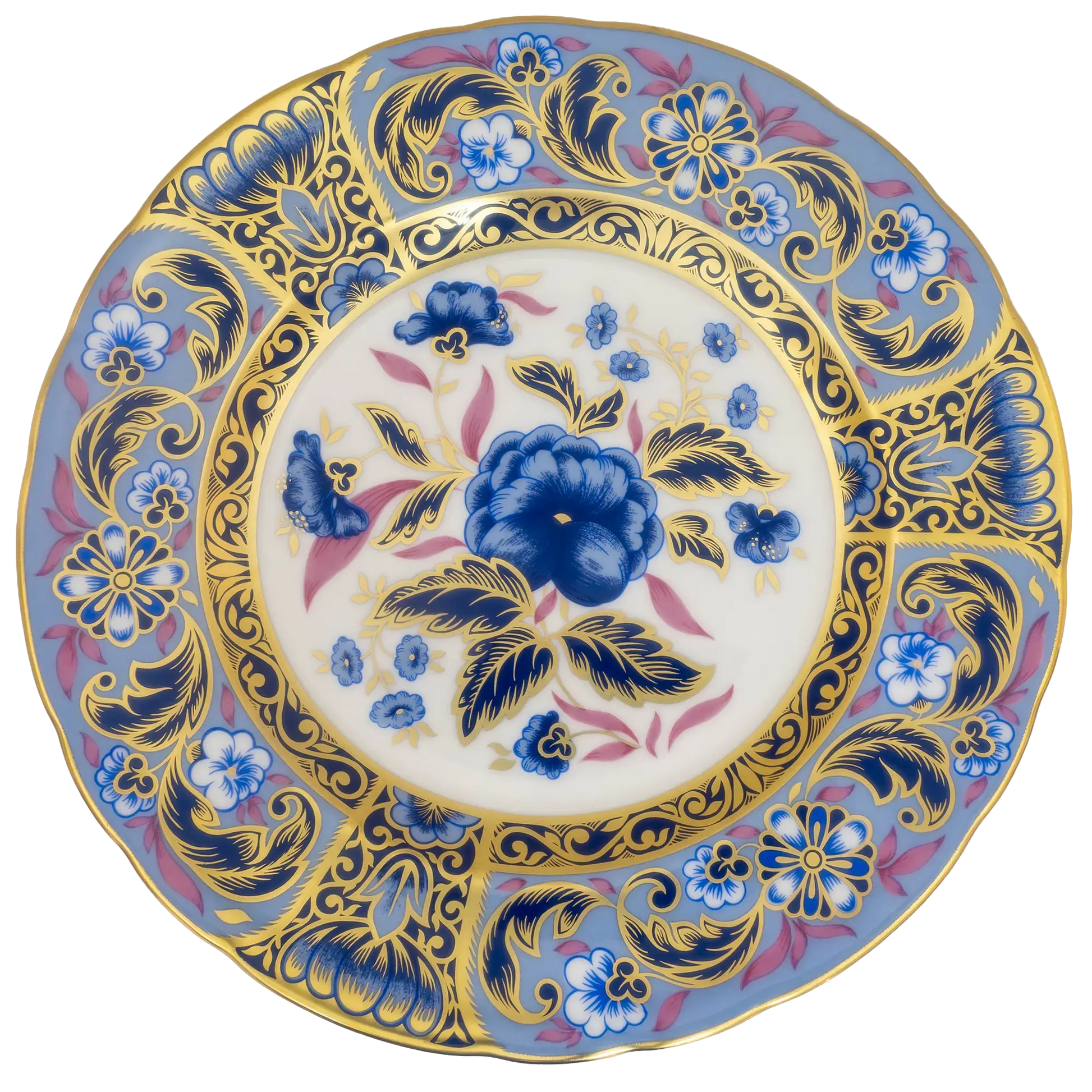 Royal Crown Derby 7" Blue Camellias Accent Plate