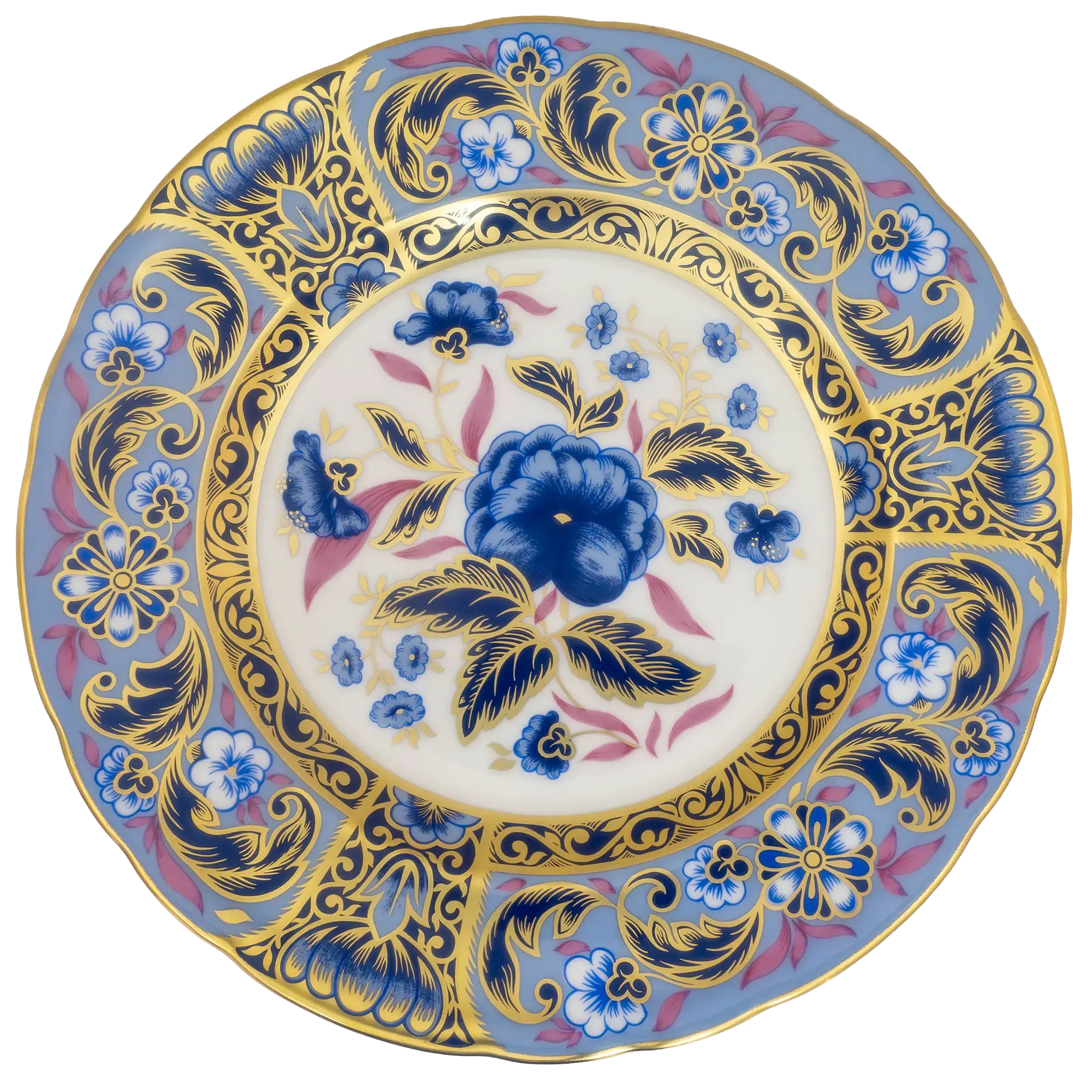 Royal Crown Derby 7" Blue Camellias Accent Plate