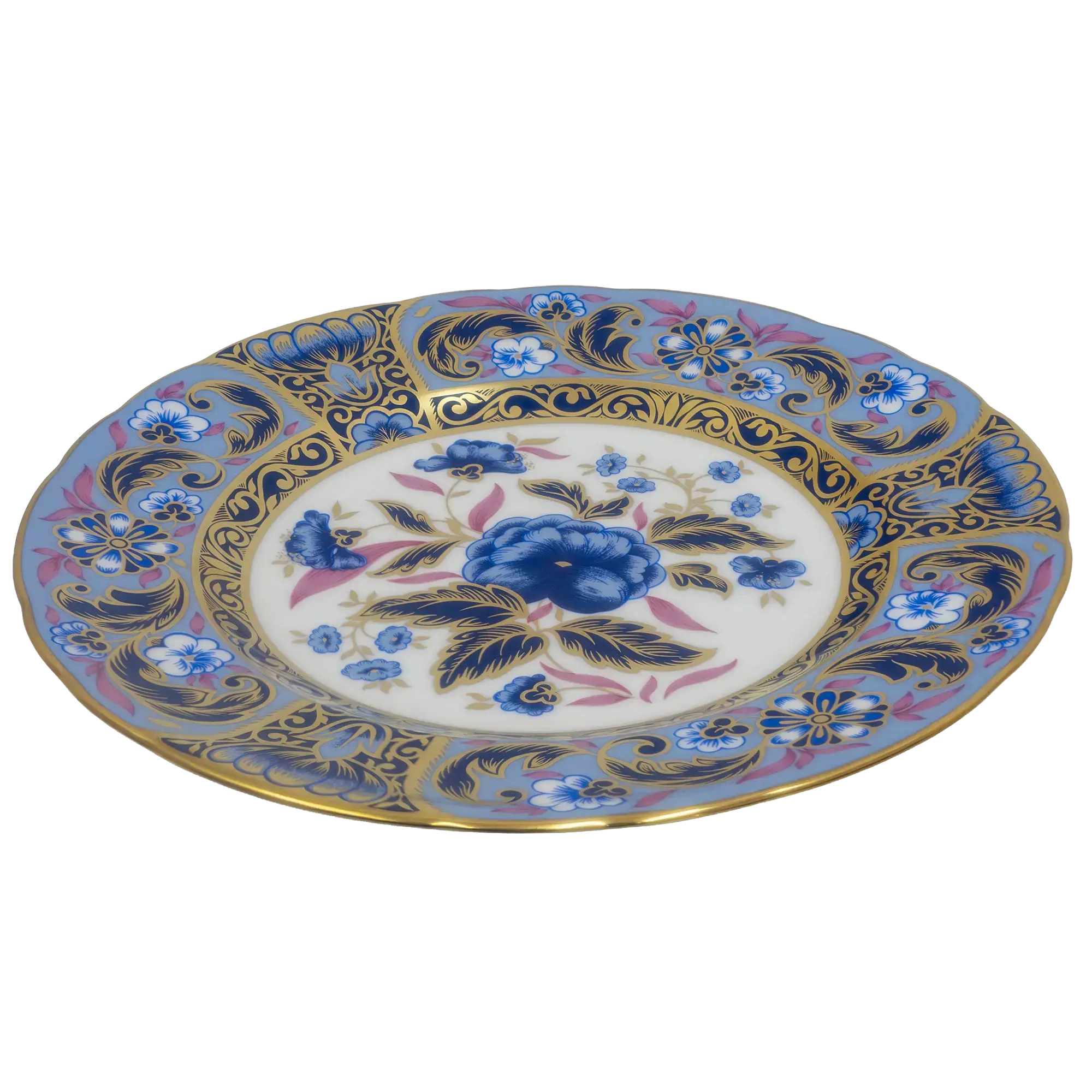 Royal Crown Derby 7" Blue Camellias Accent Plate