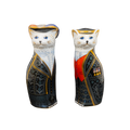 Royal Crown Derby 1st Quality Royal Cats : Pearly King & Queen Mile End Cat Paperweights Charterwells