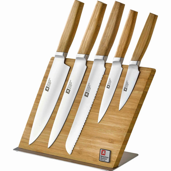 nomad 5pc knife block wooden magnetic - Charterwells