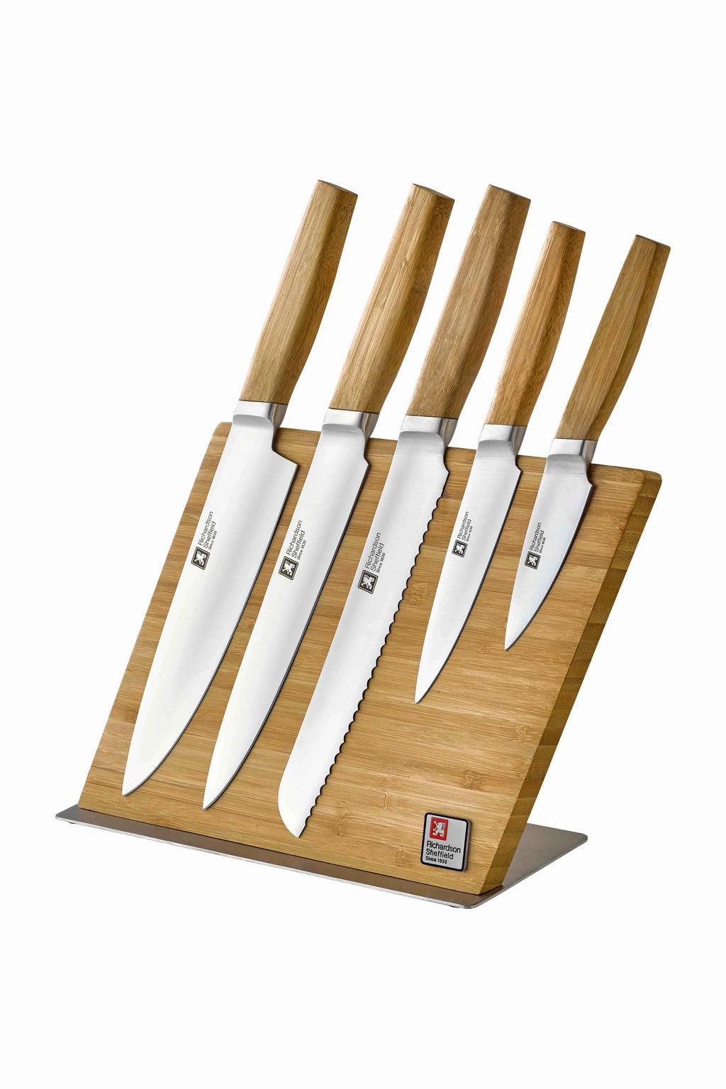 nomad 5pc knife block wooden magnetic - Charterwells