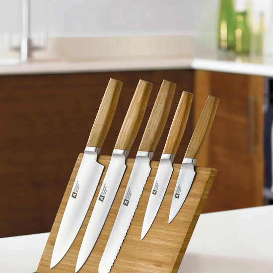 nomad 5pc knife block wooden magnetic - Charterwells
