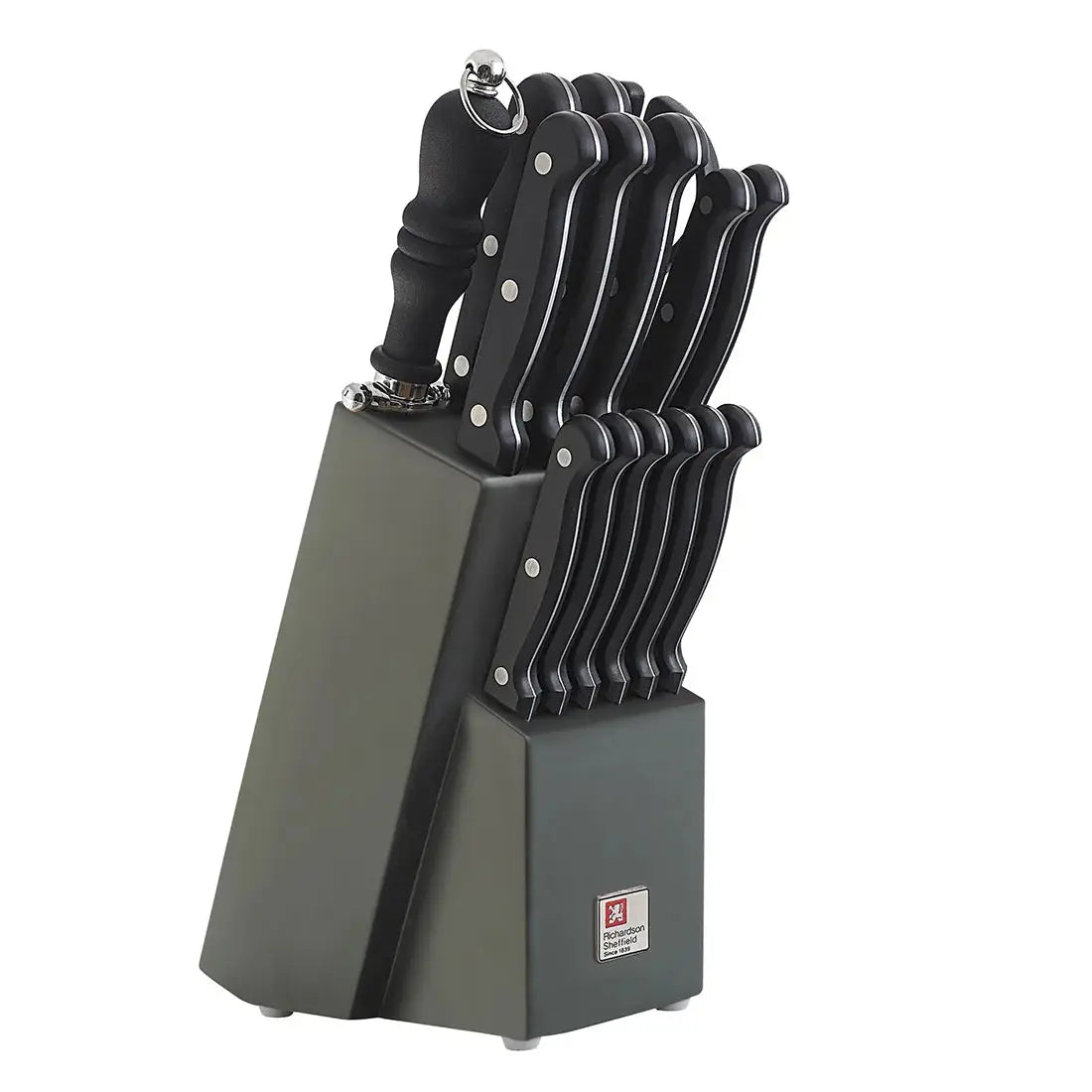 artisan 15 piece knife block black - Charterwells