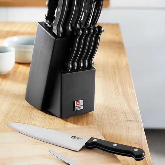 artisan 15 piece knife block black - Charterwells