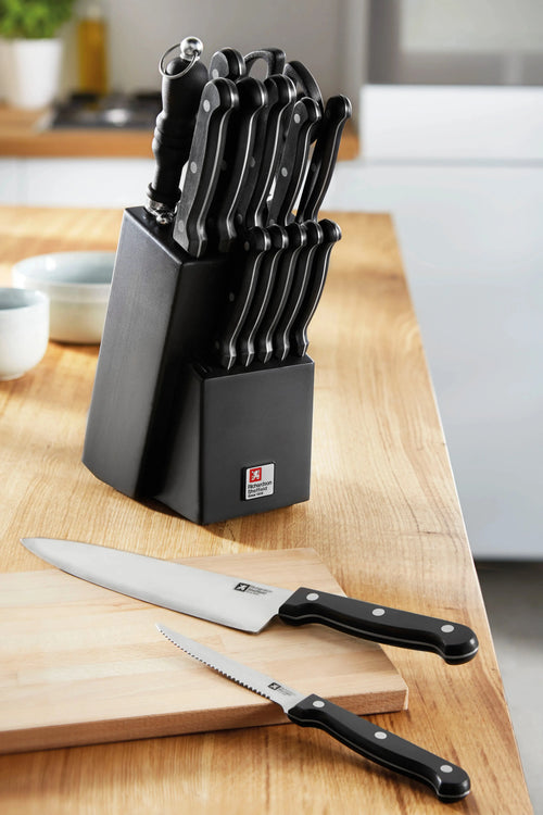 artisan 15 piece knife block black - Charterwells