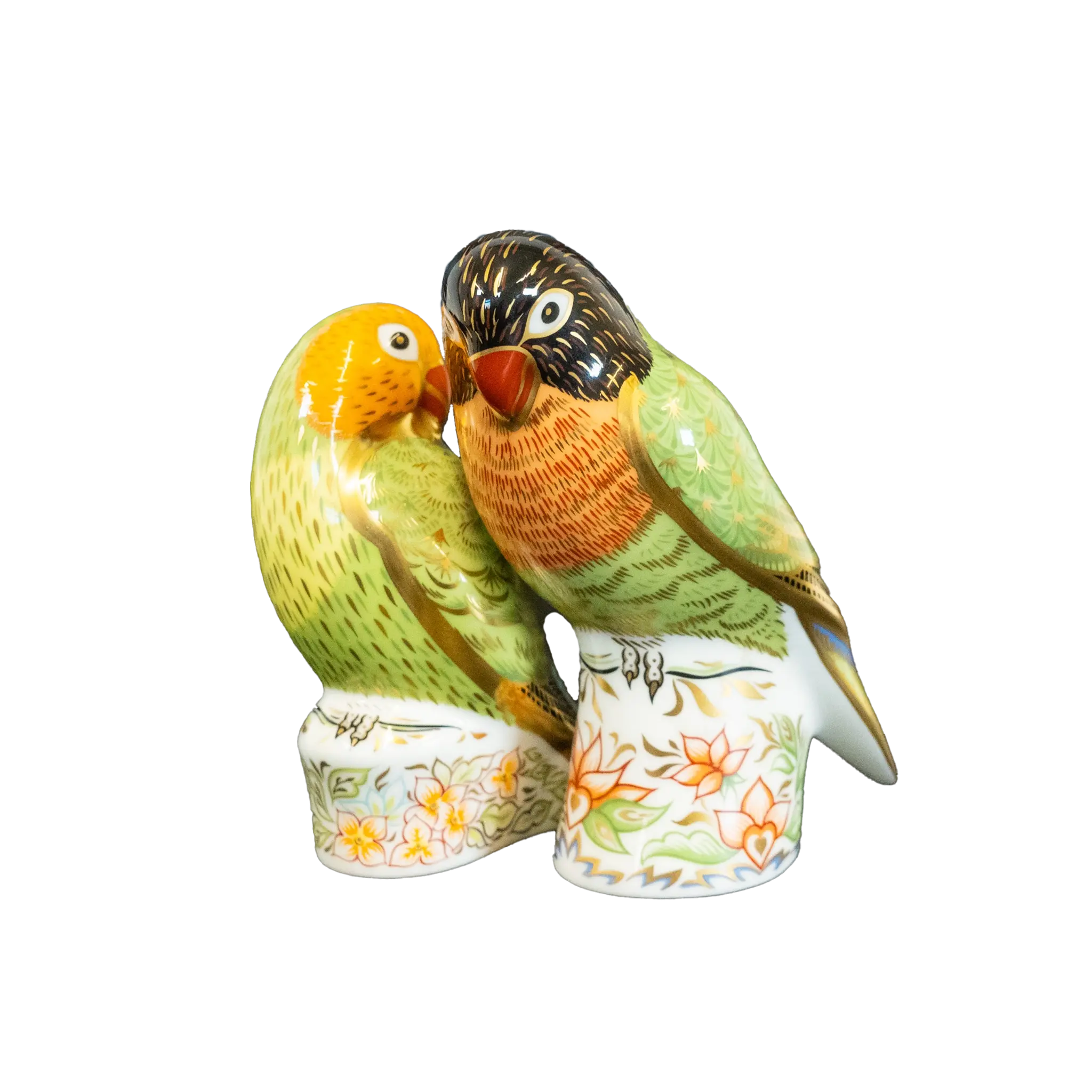Royal Crown Derby 1st Quality Pair of Lovebird Paperweights Charterwells