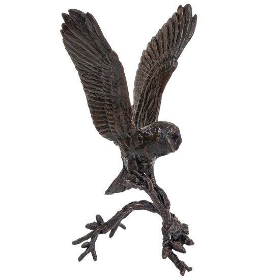 Richard Cooper Bronze Birds Collection Barn Owl with Pinecones