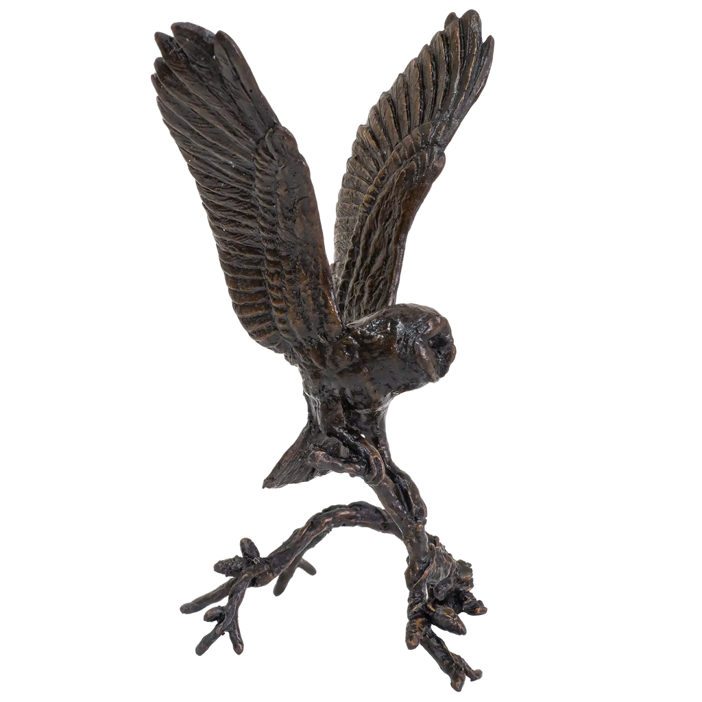 Richard Cooper Bronze Birds Collection Barn Owl with Pinecones