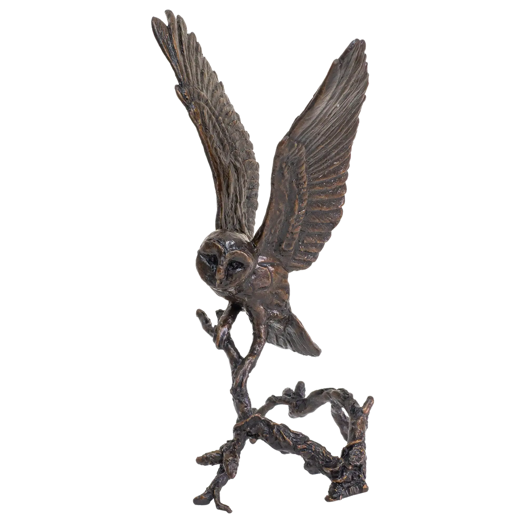 Richard Cooper Bronze Birds Collection Barn Owl with Pinecones
