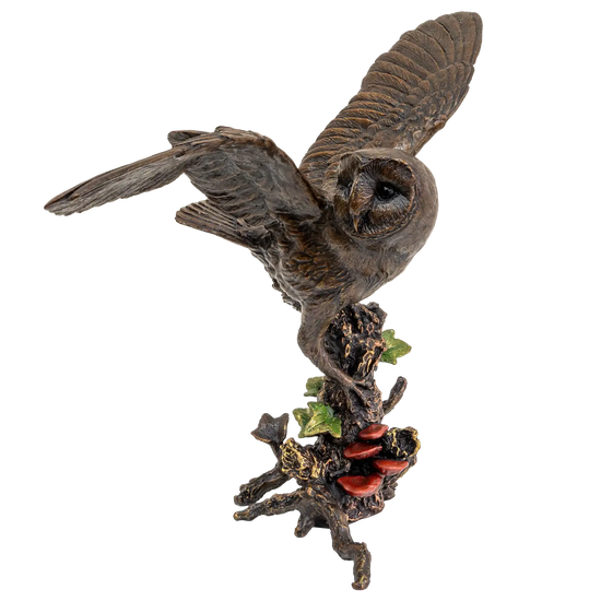 Richard Cooper Bronze Birds Collection Barn Owl with Ivy Figurine