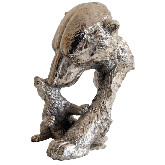 Richard Cooper Nickel Studio Collection Polar Bear & Cub Figurine