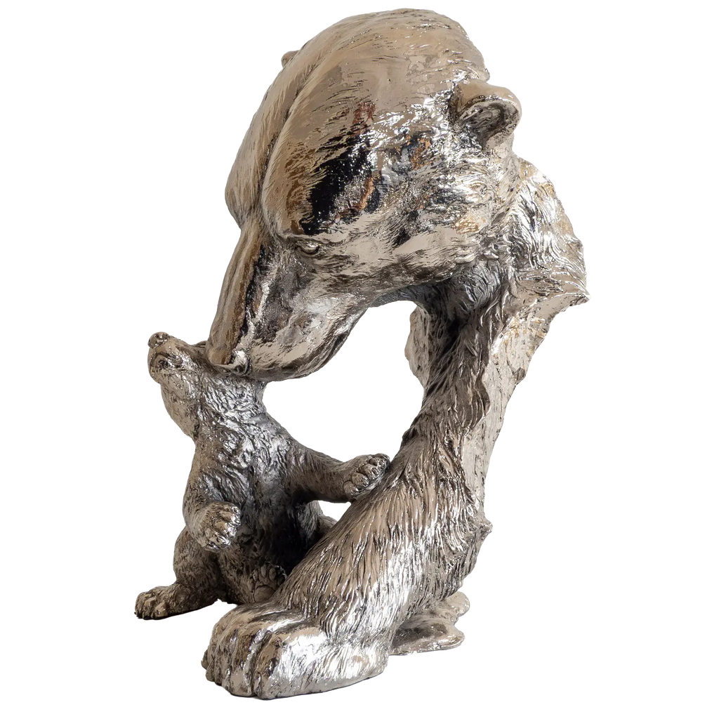 Richard Cooper Nickel Studio Collection Polar Bear & Cub Figurine