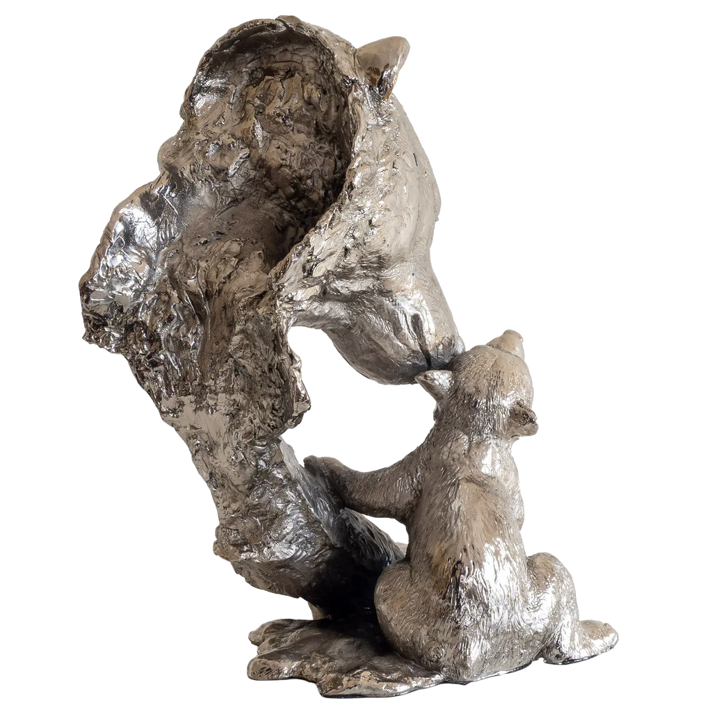Richard Cooper Nickel Studio Collection Polar Bear & Cub Figurine