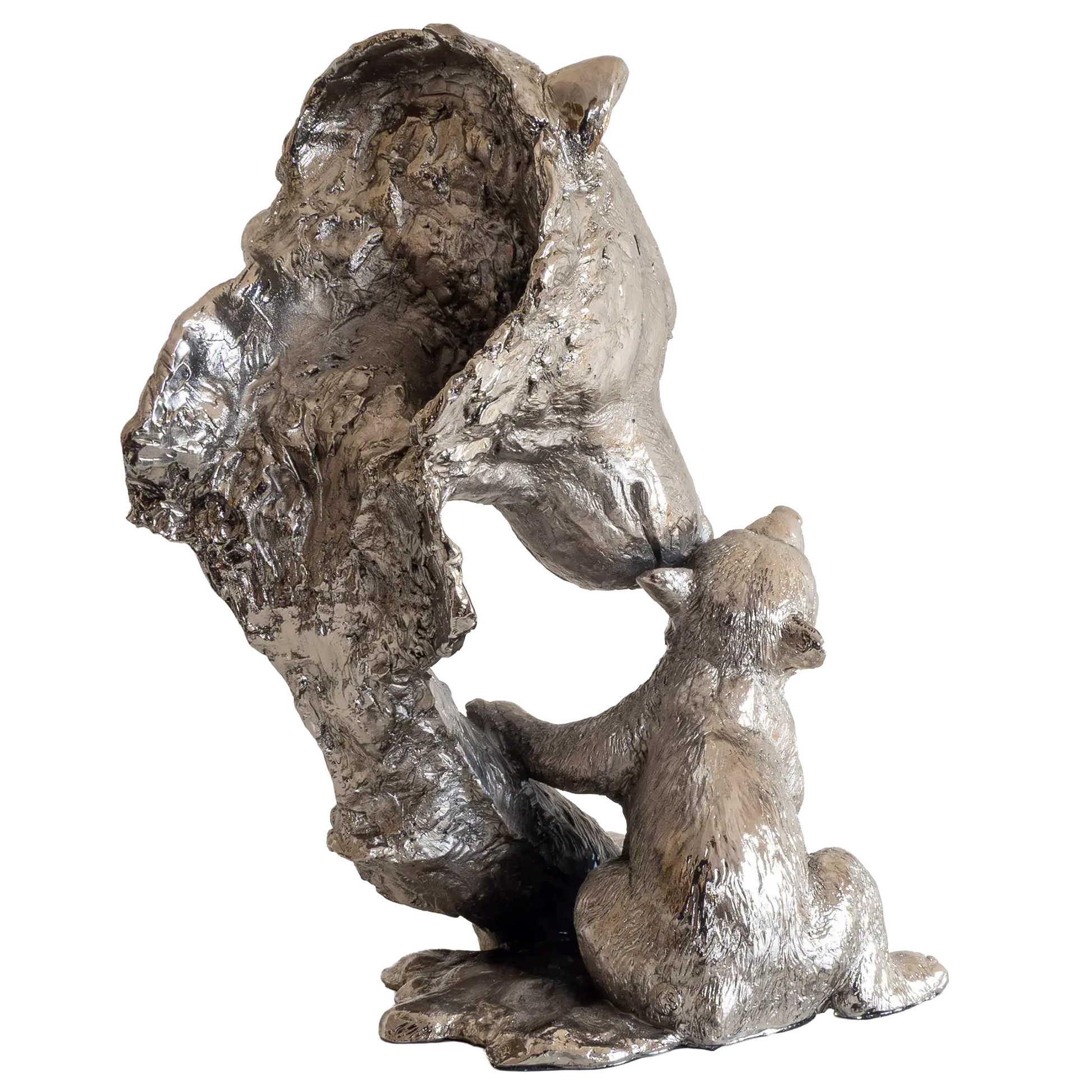 Richard Cooper Nickel Studio Collection Polar Bear & Cub Figurine