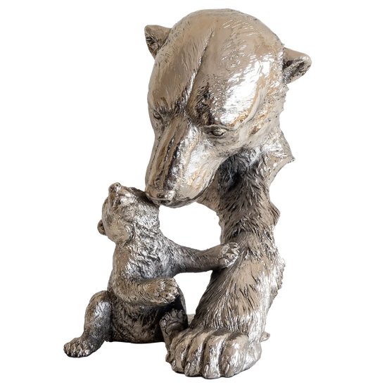 Richard Cooper Nickel Studio Collection Polar Bear & Cub Figurine