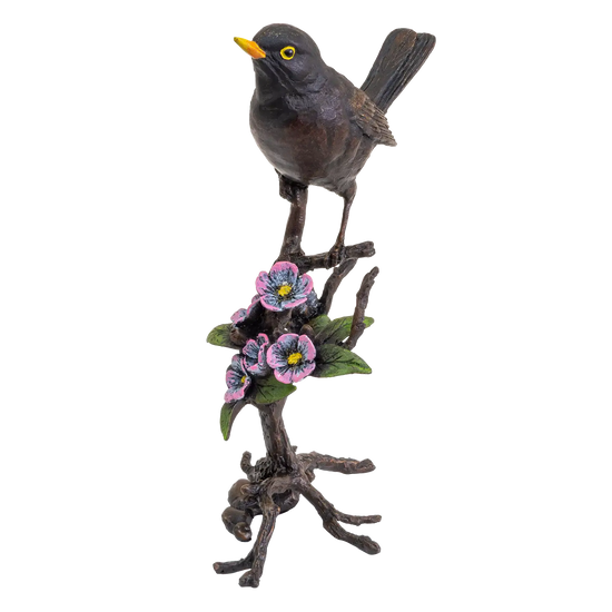 Richard Cooper Bronze Birds Collection Blackbird with Blossom Figurine
