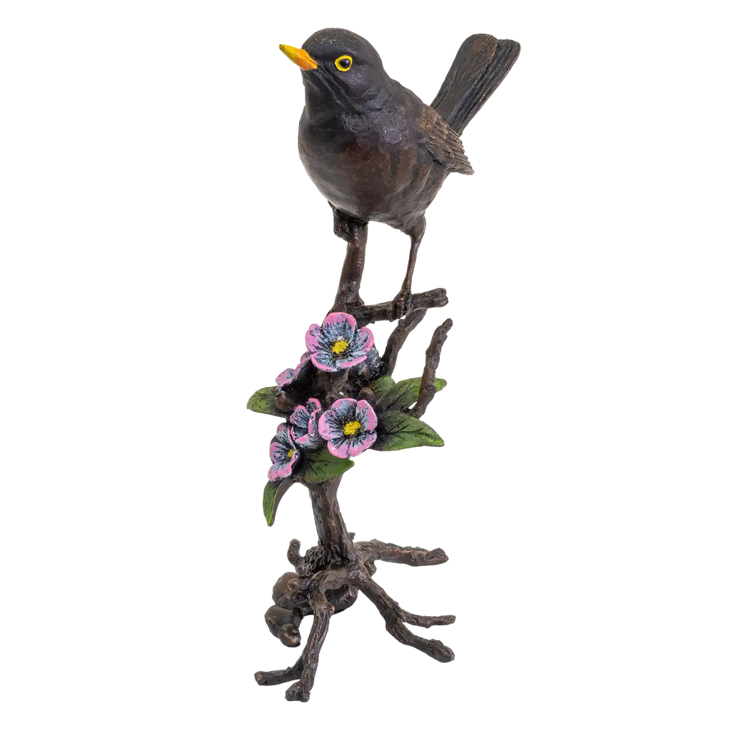 Richard Cooper Bronze Birds Collection Blackbird with Blossom Figurine