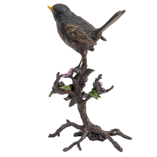 Richard Cooper Bronze Birds Collection Blackbird with Blossom Figurine