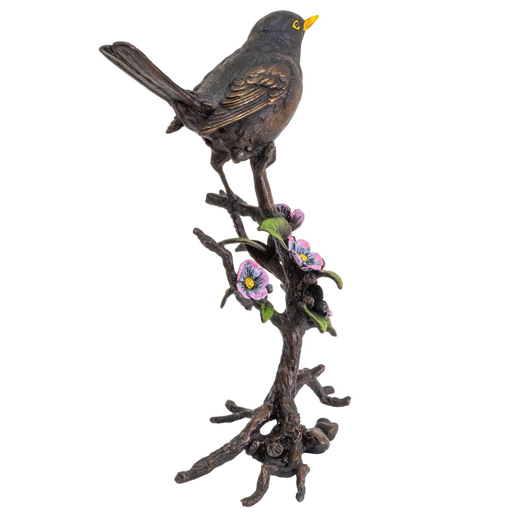 Richard Cooper Bronze Birds Collection Blackbird with Blossom Figurine