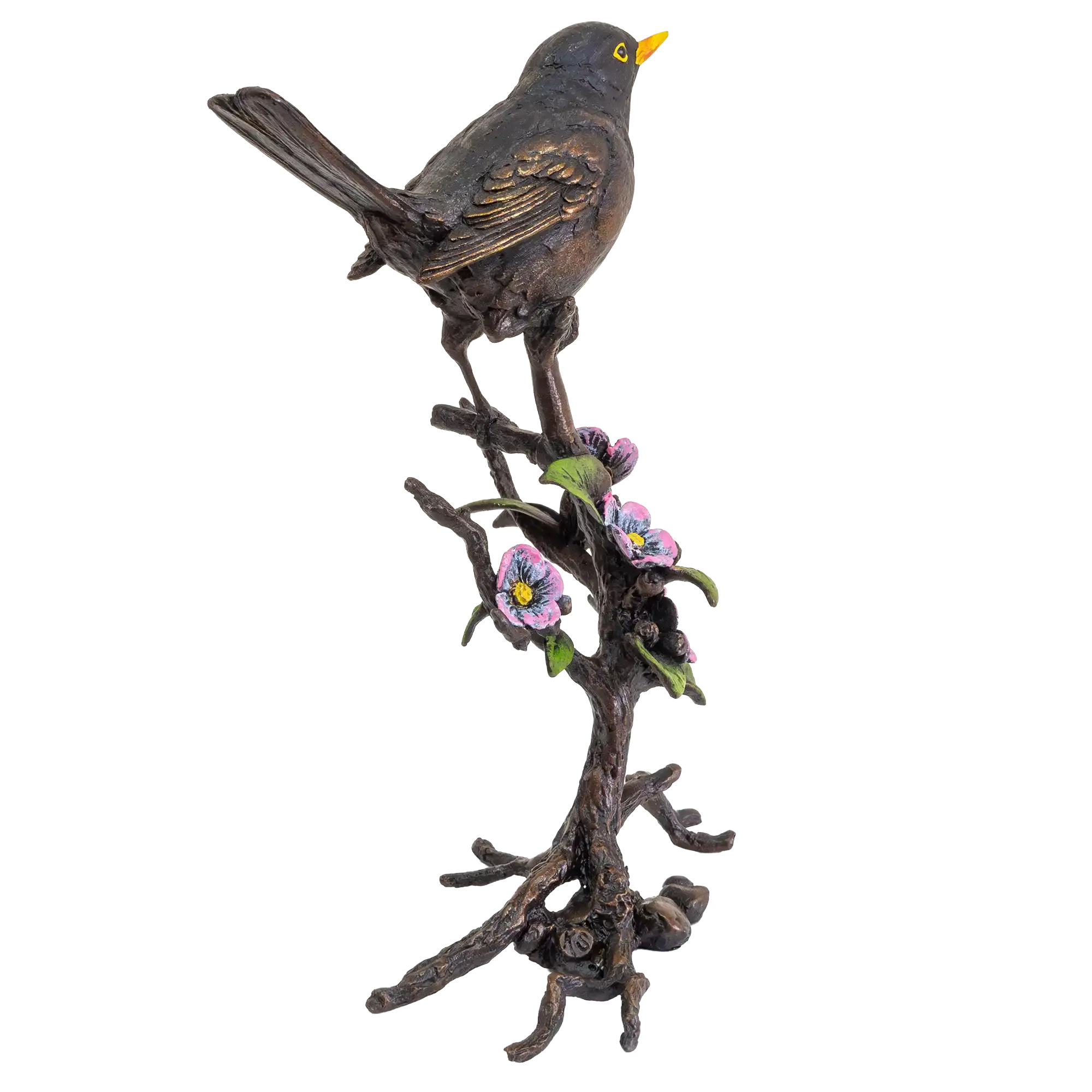 Richard Cooper Bronze Birds Collection Blackbird with Blossom Figurine