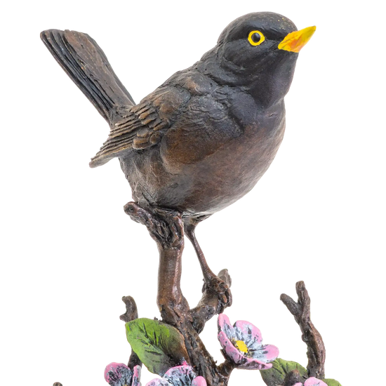 Richard Cooper Bronze Birds Collection Blackbird with Blossom Figurine