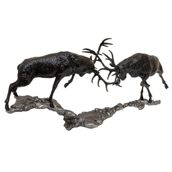 Richard Cooper Bronze Stags Collection Dawn Duel Rutting Stags Figurine