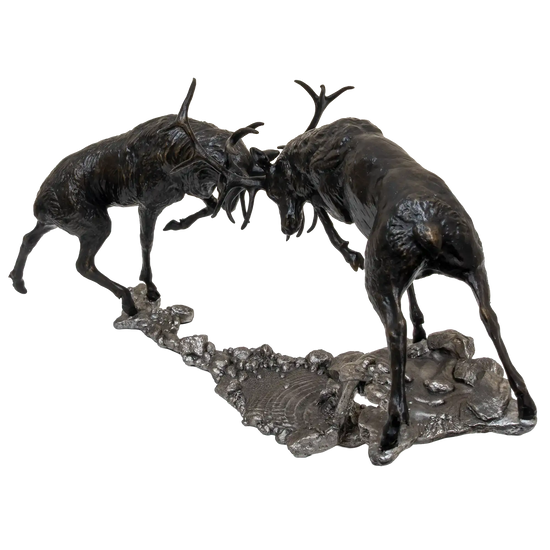Richard Cooper Bronze Stags Collection Dawn Duel Rutting Stags Figurine