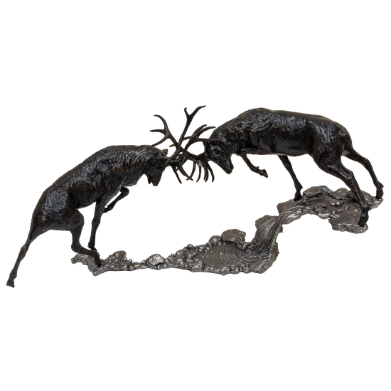 Richard Cooper Bronze Stags Collection Dawn Duel Rutting Stags Figurine