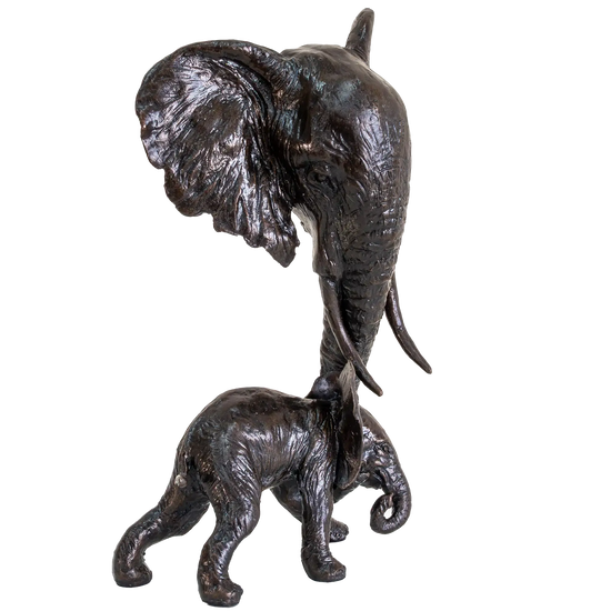 Richard Cooper Bronze Elephant Mother & Calf Figurine